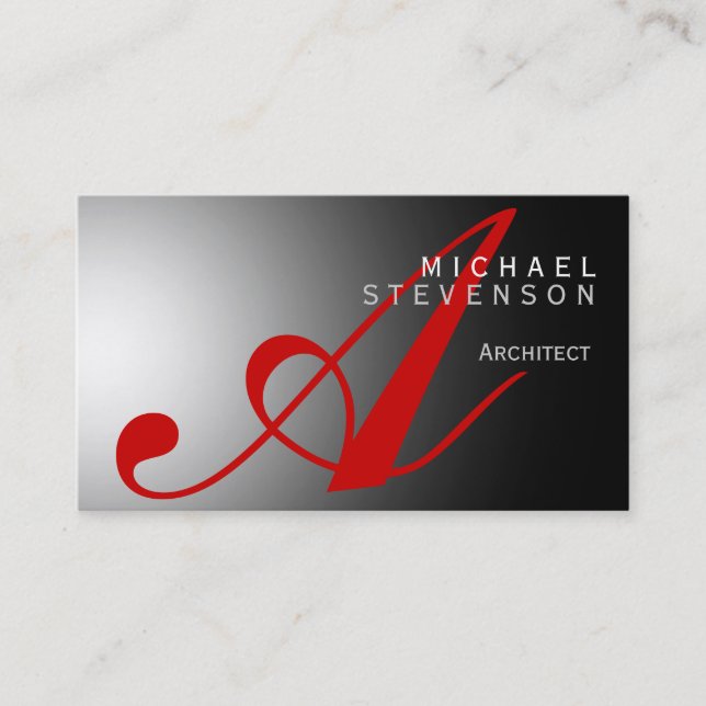 Monogram Modern Chic Architect Business Card (Front)