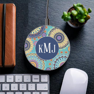 Monogram Modern Chic Personalized Wireless Charger