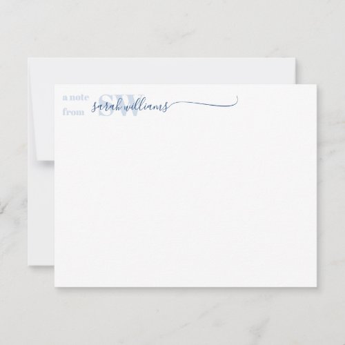 Monogram Modern Chic Script Name Note Card