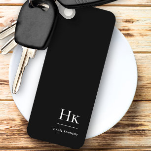 Monogram Modern Classic Minimalist Black White Keychain
