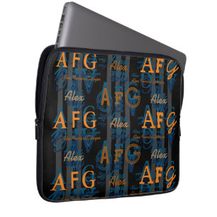 Monogram Modern Collage of Initials & Names Laptop Sleeve