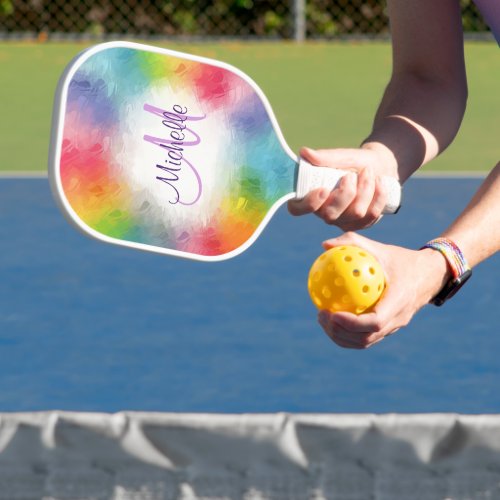 Monogram Modern Colorful Template Custom Pickleball Paddle