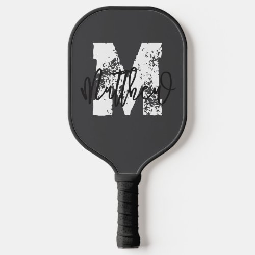 Monogram Modern Cool Grunge Add Your Name Carbon Fiber Pickleball Paddle