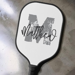 Monogram Modern Cool Grunge Add Your Name Carbon Fiber Pickleball Paddle