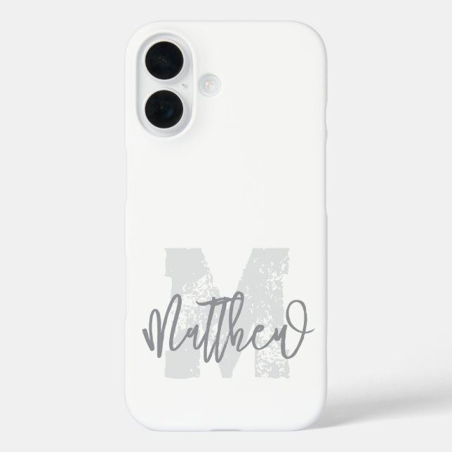 Monogram Modern Cool Grunge Add Your Name Case-Mate iPhone Case (Back)
