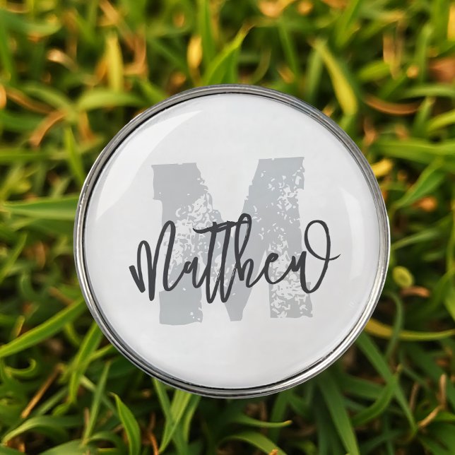 Monogram Modern Cool Grunge Add Your Name Golf Ball Marker (Creator Uploaded)