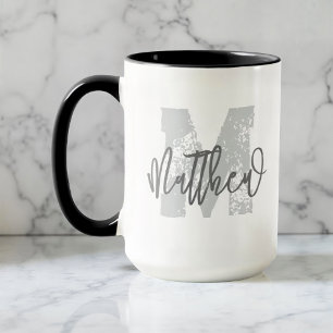 Monogram Modern Cool Grunge Add Your Name Mug