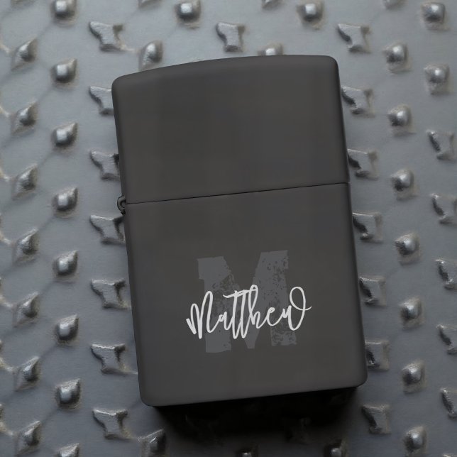 Monogram Modern Cool Grunge Add Your Name Zippo Lighter (Creator Uploaded)