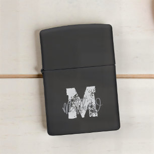 Monogram Modern Cool Grunge Add Your Name Zippo Lighter