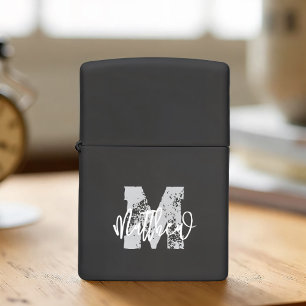 Monogram Modern Cool Grunge Add Your Name Zippo Lighter