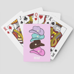 Monogram Modern Cowboy Hat Stack Pink Poker Cards