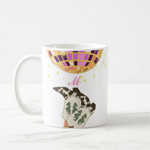 Monogram Modern Cowgirl Legs Cowboy Disco Ball Coffee Mug