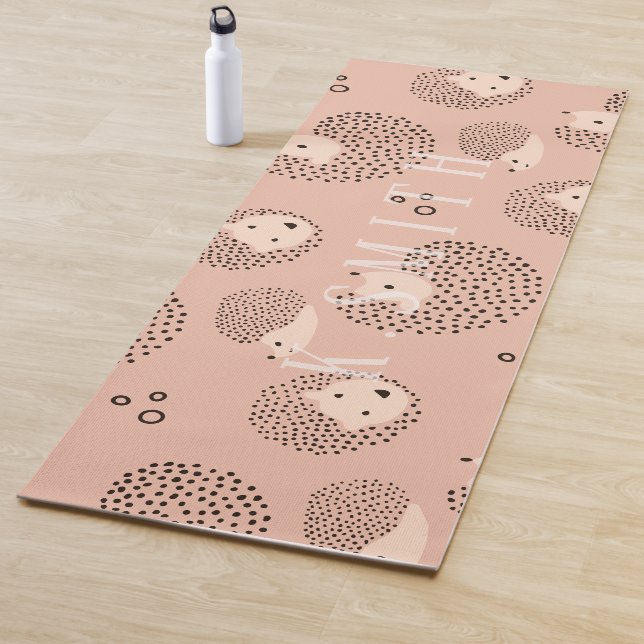 Monogram Modern Cute Hedgehog Pattern Yoga Mat (In Situ)