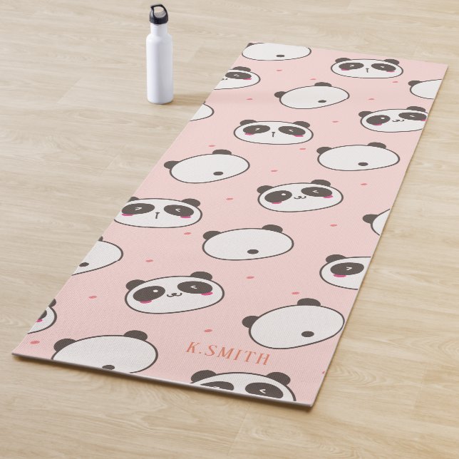 Monogram Modern Cute Panda Pattern Yoga Mat (In Situ)