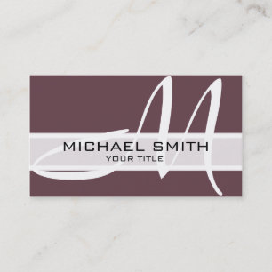 Monogram Modern Deep Tuscan red Background Business Card