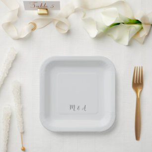 Monogram Modern Elegant 25th Anniversary Party Paper Plates