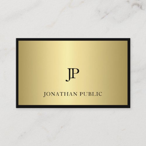 Monogram Modern Elegant Black And Gold Glam Plain Business Card