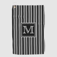 Monogram | Modern Elegant Black and White Stripes