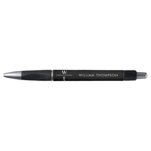 Monogram Modern Elegant Black White  Pen