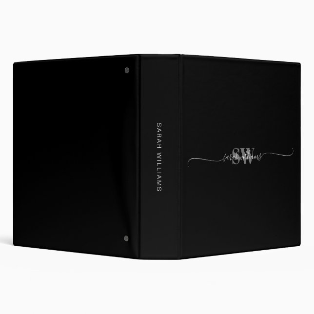 Monogram Modern Elegant Chic Script Name 3 Ring Binder (Background)