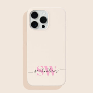 Monogram Modern Elegant Chic Script Name iPhone 15 Pro Max Case