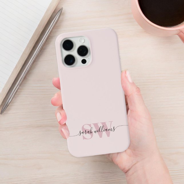Monogram Modern Elegant Chic Script Name Iphone Case (Creator Uploaded)