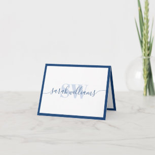 Monogram Modern Elegant Chic Script Name Note Card