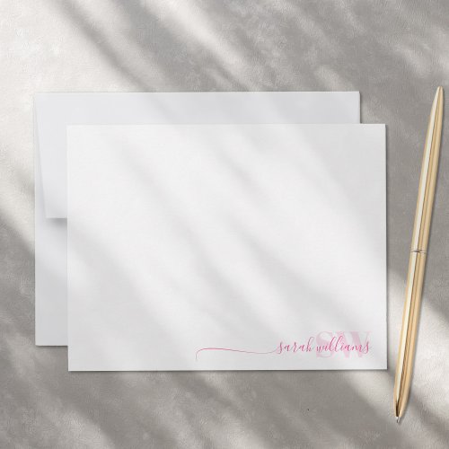 Monogram Modern Elegant Chic Script Name Note Card