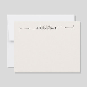 Monogram Modern Elegant Chic Script Name Note Card
