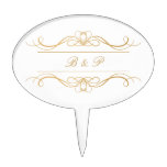 Monogram Modern Elegant Gold Swirl Wedding Cake Topper