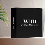 Monogram Modern Elegant Minimal Black and White  3 Ring Binder<br><div class="desc">This monogram modern elegant minimal black and white 3 ring binder is the perfect blend of style and organization. The monogram adds a personal touch, making it a great gift for anyone looking to add a touch of elegance to their office or school supplies. The minimalist clean and simple design...</div>