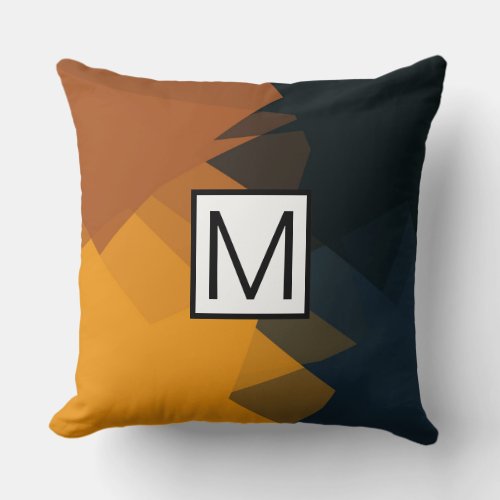 Monogram Modern Elegant Retro Colors Geometric 12 Throw Pillow