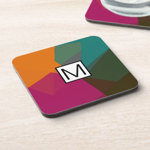 Monogram Modern Elegant Retro Colors Geometric 23 Beverage Coaster