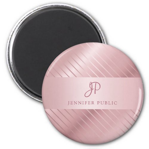 Monogram Modern Elegant Rose Gold Template Magnet