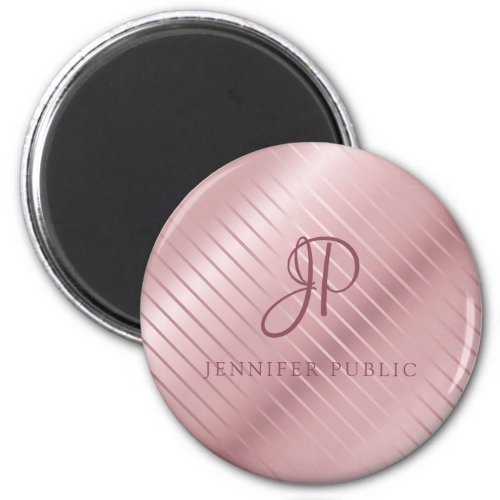Monogram Modern Elegant Rose Gold Template Magnet