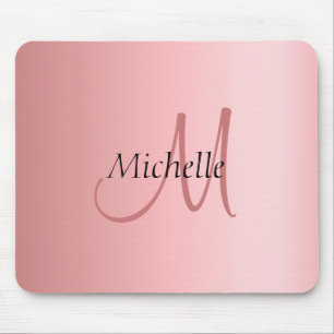 Monogram Modern Elegant Rose Gold Template Mouse Pad