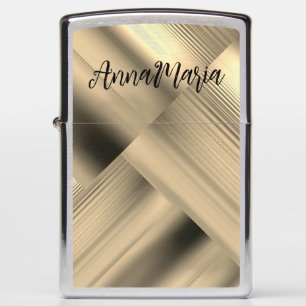 Monogram Modern Elegant Script Abstract Gold Zippo Lighter