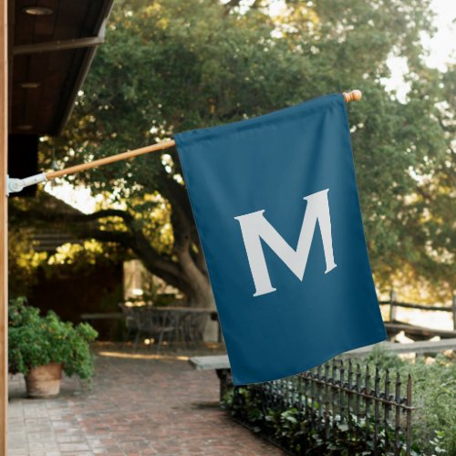 Monogram Modern Elegant Simple Blue House Flag