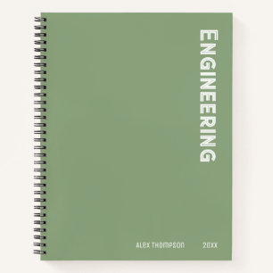 Monogram modern Engineering sage green graph Notebook