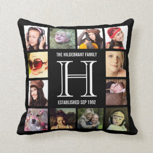Monogram Modern Family 12 Instagram Photos Throw Pillow
