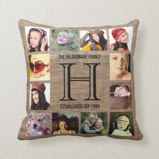 Monogram Modern Family 12 Instagram Photos Throw Pillow