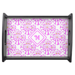 Monogram Modern Floral Pattern in Pink | Serving Tray