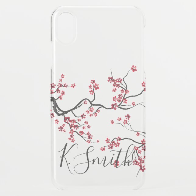 Monogram | Modern Floral | Sakura Cherry Blossoms Uncommon iPhone Case (Back)