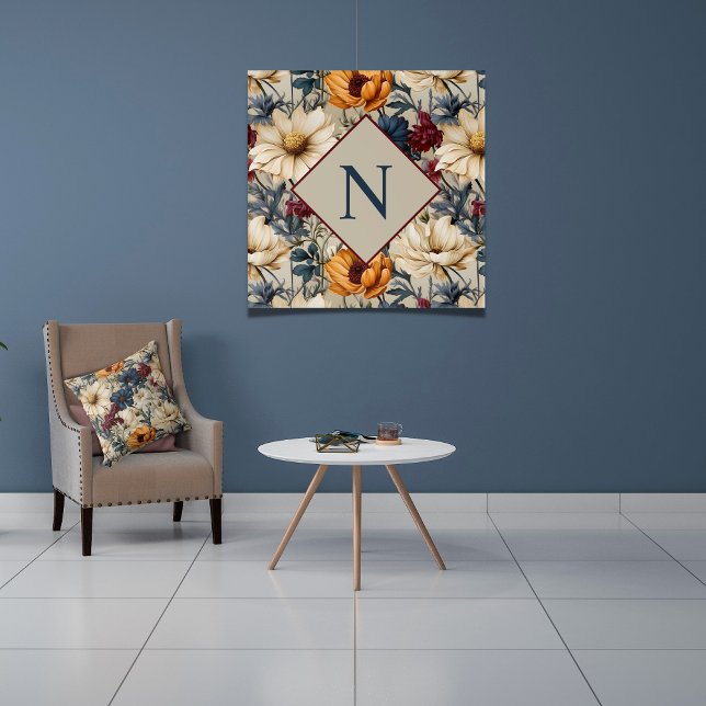 Monogram Modern Floral Wildflowers  Acrylic Print (Creator Uploaded)