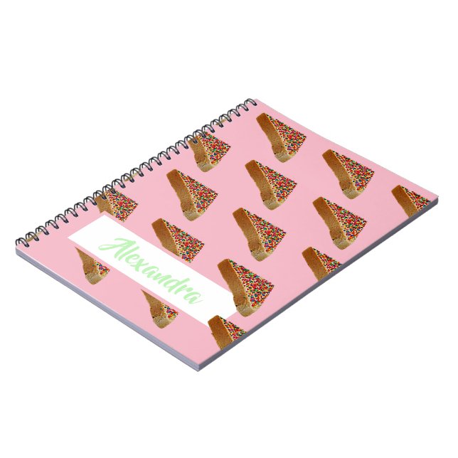 Monogram Modern Fun Pastel Pink Fairy Bread. Notebook (Left Side)