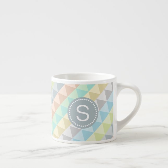 Monogram Modern Geometric Pattern Espresso Mug (Right)