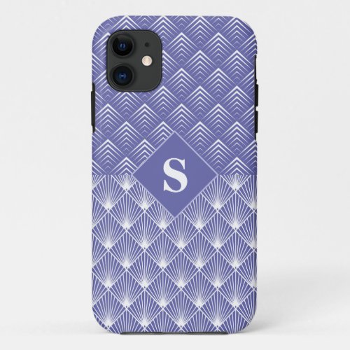 Monogram Modern Geometric Purple Diamond iPhone 11 Case