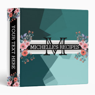 Monogram Modern Geometric Vintage Floral #14 3 Ring Binder