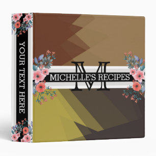 Monogram Modern Geometric Vintage Floral #15 3 Ring Binder