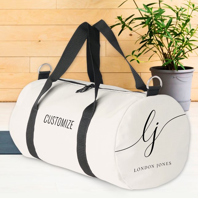 Monogram Modern Girly Calligraphy Script Custom Duffle Bag (Creator Uploaded)